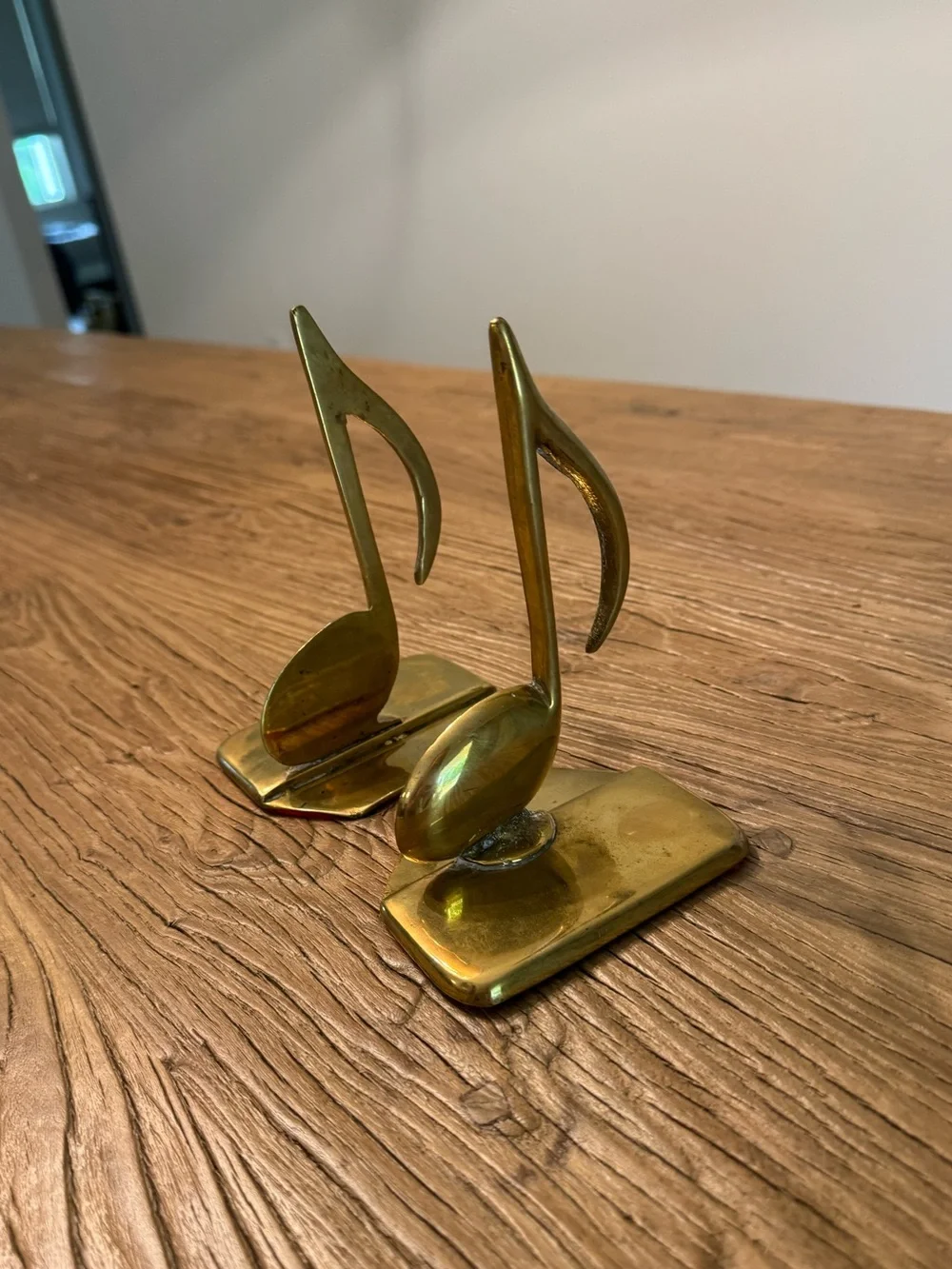 Vintage Brass Music Note Bookends Pair